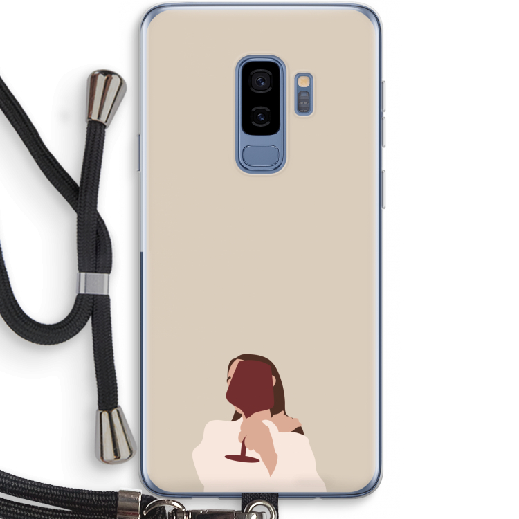I drink wine: Samsung Galaxy S9 Plus Transparant Hoesje met koord