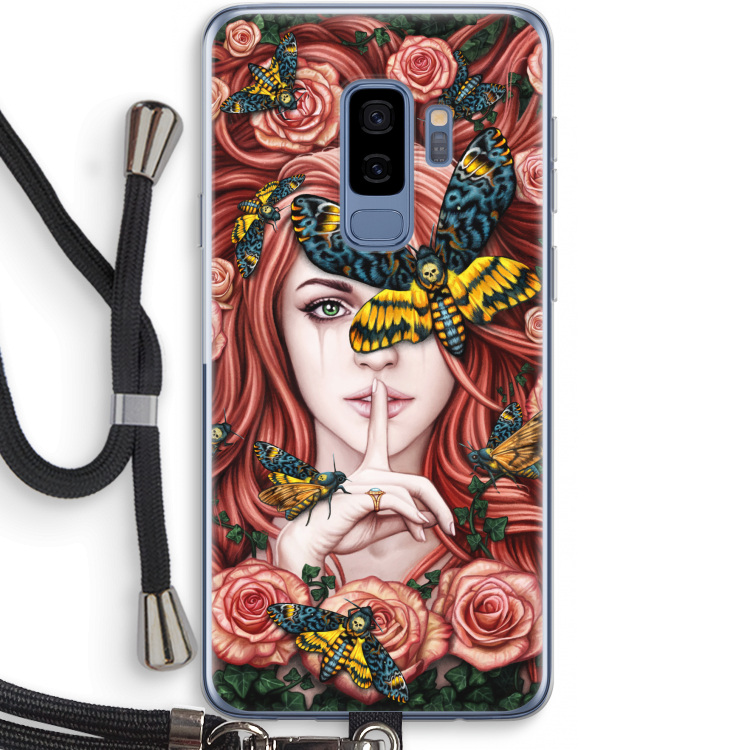 Lady Moth: Samsung Galaxy S9 Plus Transparant Hoesje met koord