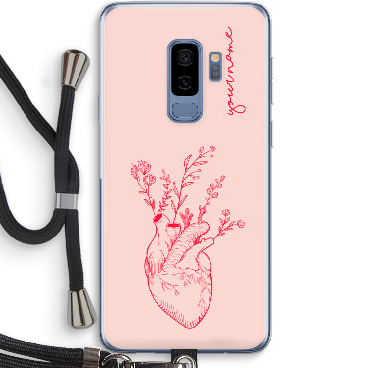 Blooming Heart: Samsung Galaxy S9 Plus Transparant Hoesje met koord