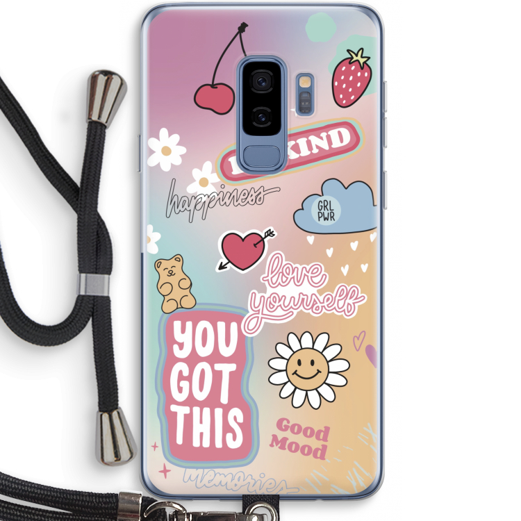 Positivity: Samsung Galaxy S9 Plus Transparant Hoesje met koord