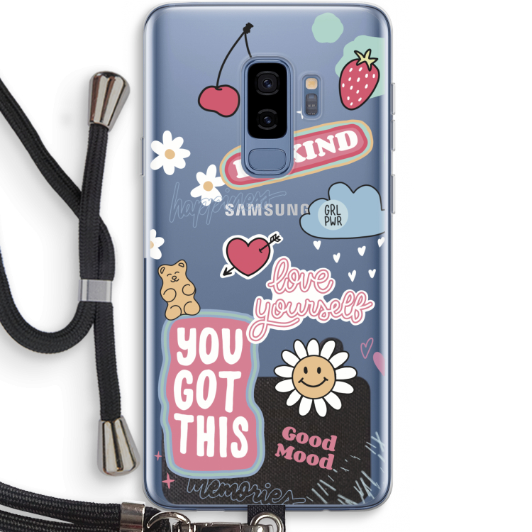 Positivity: Samsung Galaxy S9 Plus Transparant Hoesje met koord