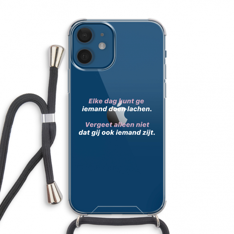 gij zijt ook iemand: iPhone 12 mini Transparant Hoesje met koord