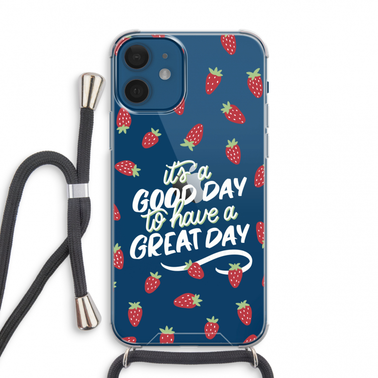 Don't forget to have a great day: iPhone 12 mini Transparant Hoesje met koord
