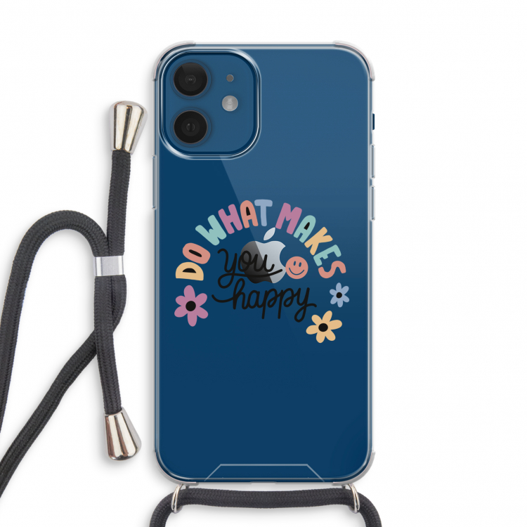 Happy days: iPhone 12 mini Transparant Hoesje met koord