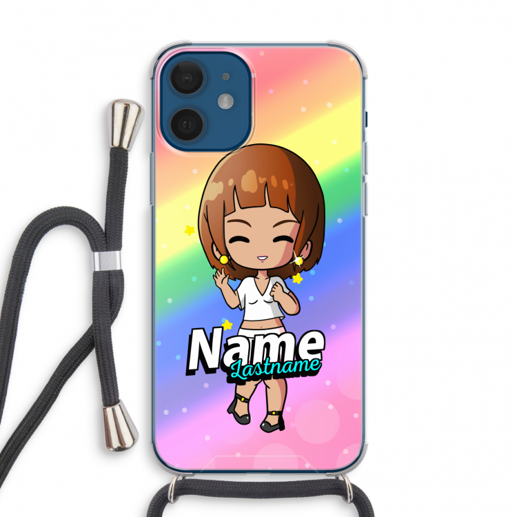Chibi Maker vrouw: iPhone 12 mini Transparant Hoesje met koord