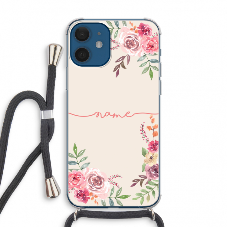 Rozen: iPhone 12 mini Transparant Hoesje met koord