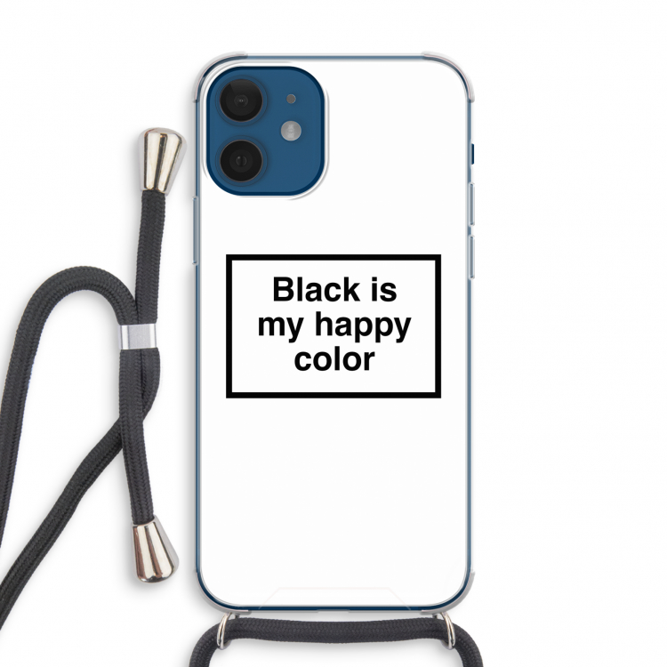 Black is my happy color: iPhone 12 mini Transparant Hoesje met koord