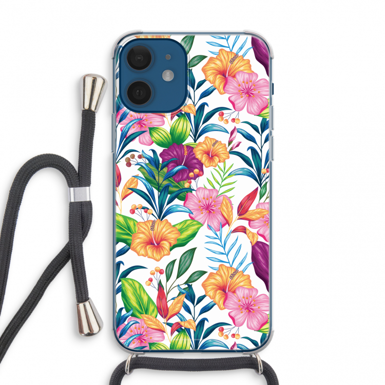 Tropisch 2: iPhone 12 mini Transparant Hoesje met koord