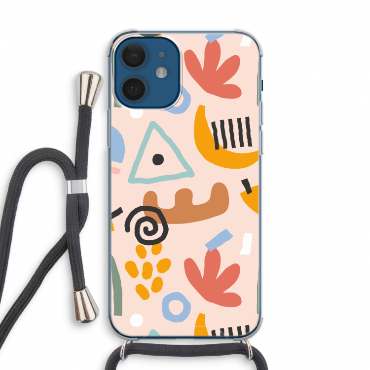 Abstract: iPhone 12 mini Transparant Hoesje met koord