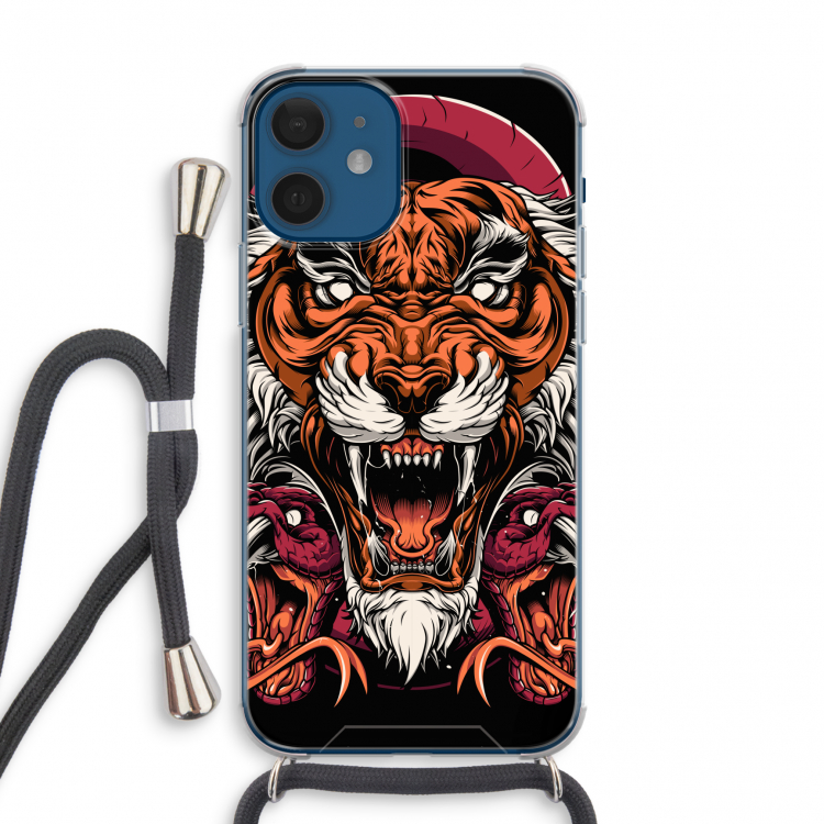 Tiger and Rattlesnakes: iPhone 12 mini Transparant Hoesje met koord