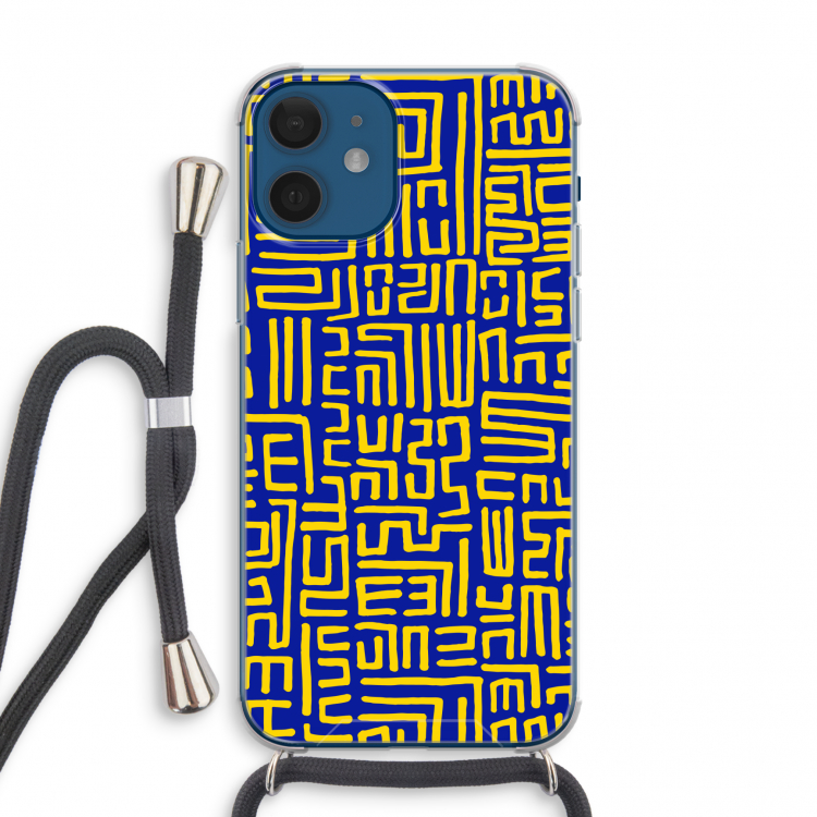 Majorelle Blue Print: iPhone 12 mini Transparant Hoesje met koord