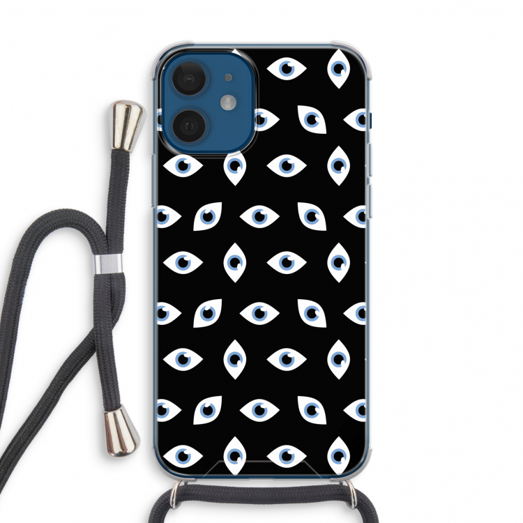 Eyes pattern: iPhone 12 mini Transparant Hoesje met koord