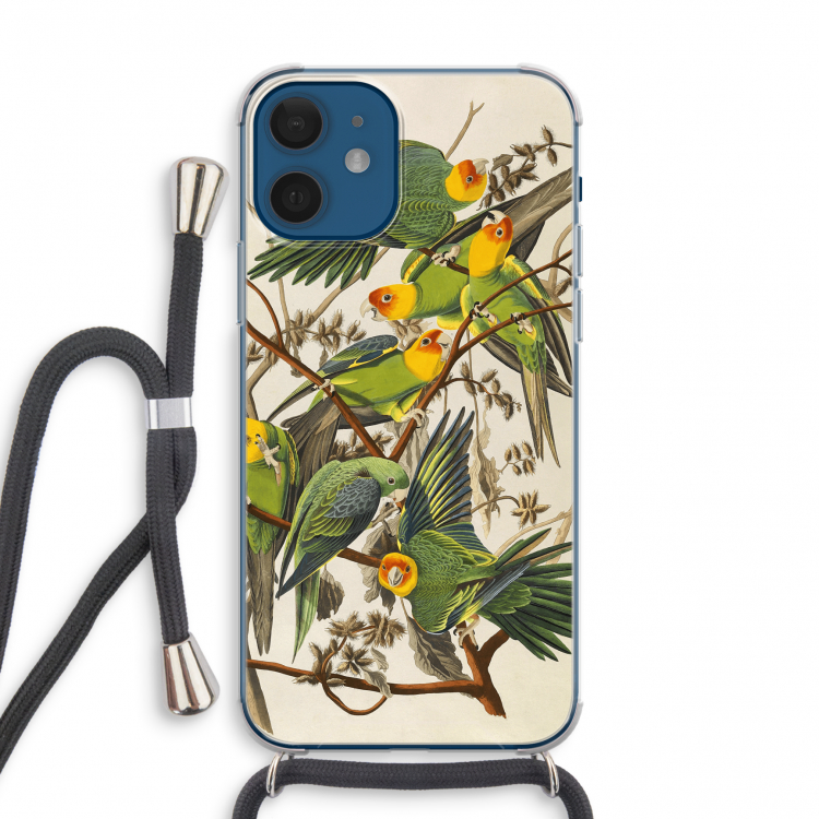 Carolinaparkiet: iPhone 12 mini Transparant Hoesje met koord