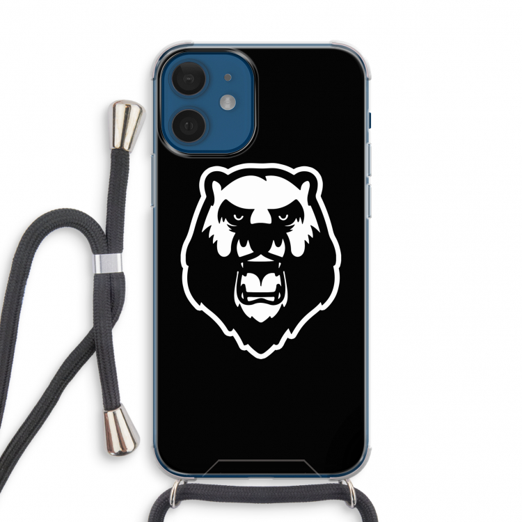 Angry Bear (black): iPhone 12 mini Transparant Hoesje met koord