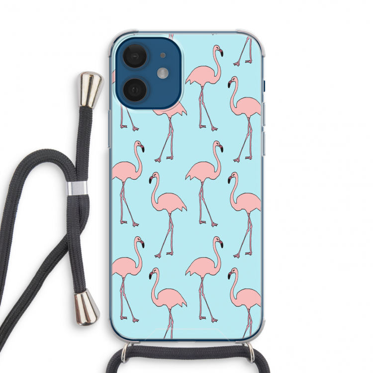 Anything Flamingoes: iPhone 12 mini Transparant Hoesje met koord