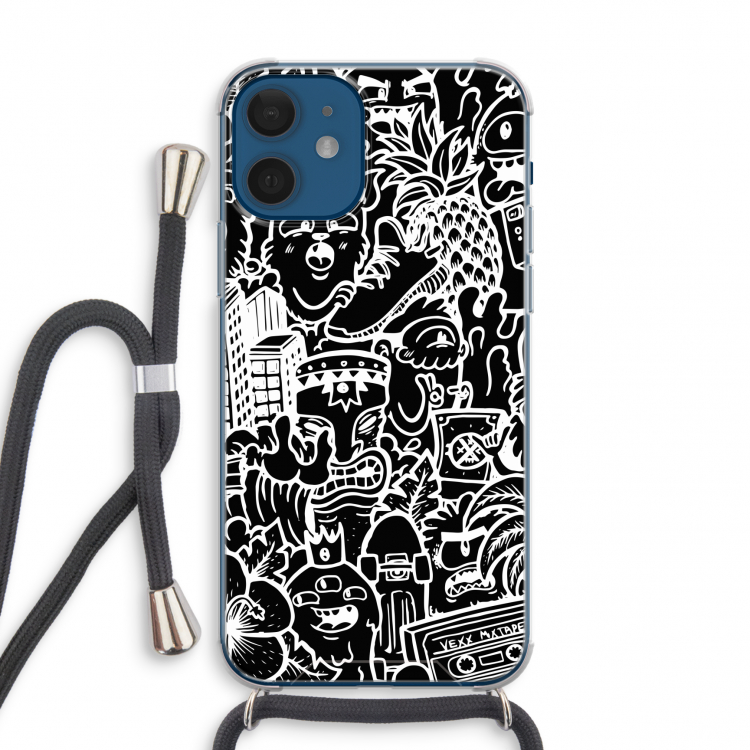 Vexx Black Mixtape: iPhone 12 mini Transparant Hoesje met koord