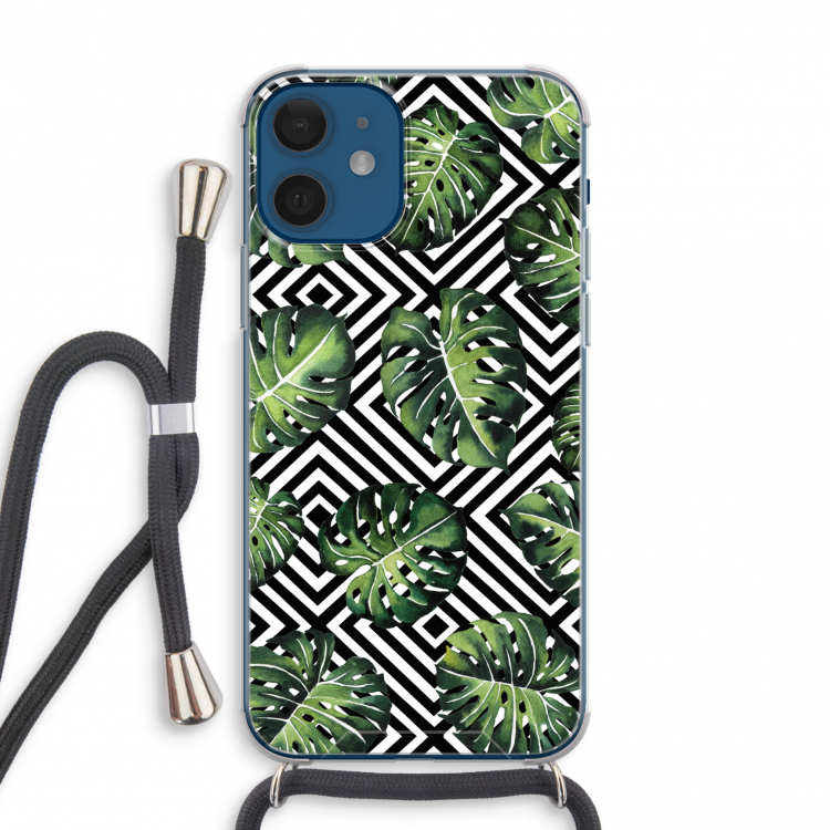 Geometrische jungle: iPhone 12 mini Transparant Hoesje met koord