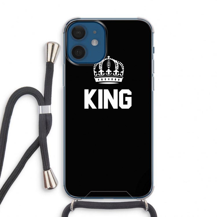 King zwart: iPhone 12 mini Transparant Hoesje met koord