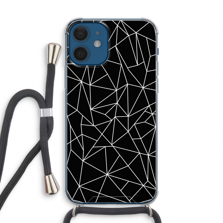 Geometrische lijnen wit: iPhone 12 mini Transparant Hoesje met koord