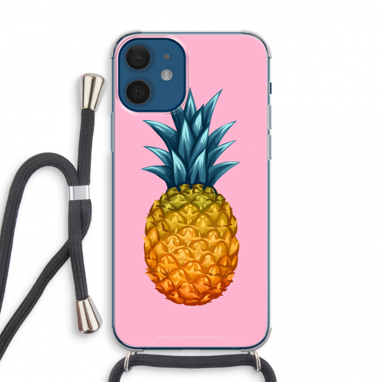 Grote ananas: iPhone 12 mini Transparant Hoesje met koord