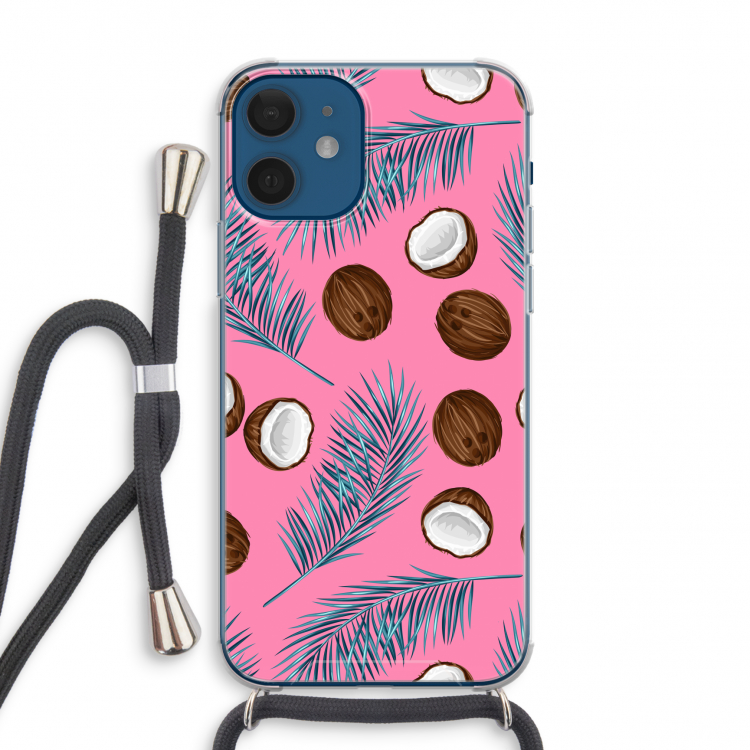 Kokosnoot roze: iPhone 12 mini Transparant Hoesje met koord