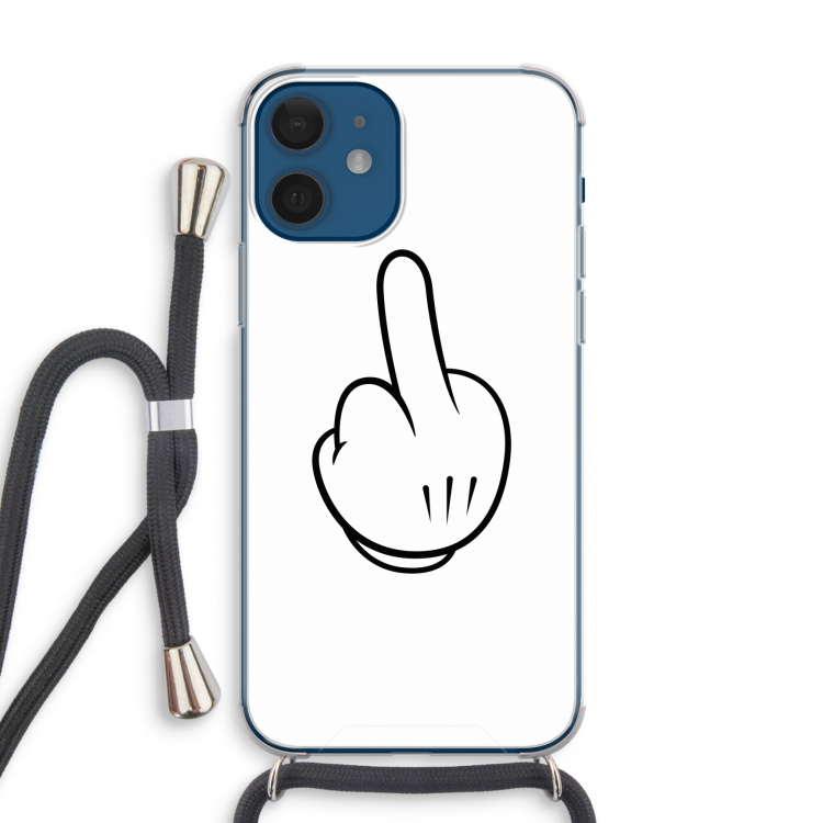Middle finger white: iPhone 12 mini Transparant Hoesje met koord