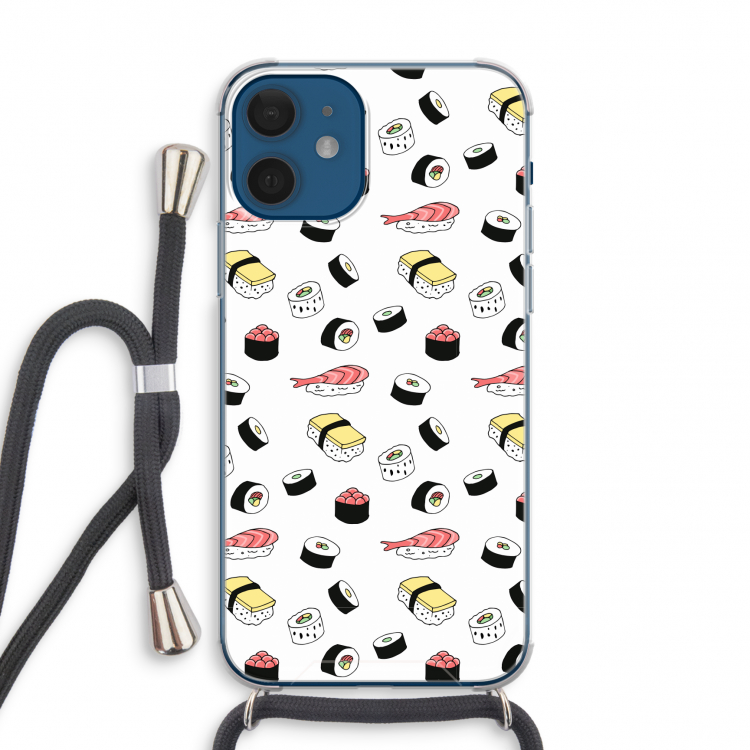 Sushi time: iPhone 12 mini Transparant Hoesje met koord