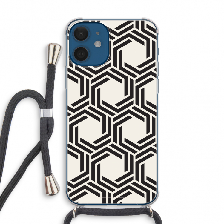 Geometrisch patroon: iPhone 12 mini Transparant Hoesje met koord