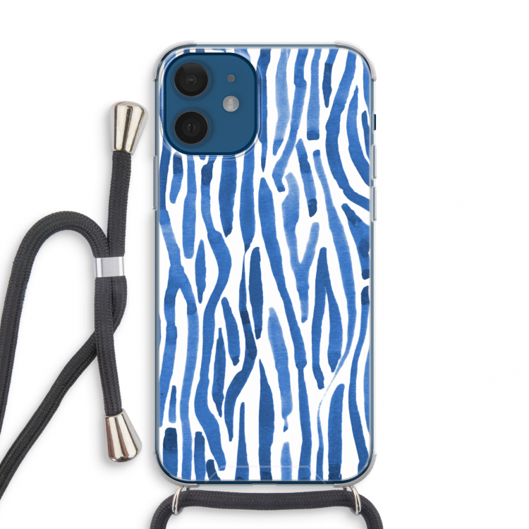 Blauwe nerven: iPhone 12 mini Transparant Hoesje met koord