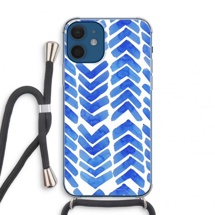 Blauwe pijlen: iPhone 12 mini Transparant Hoesje met koord