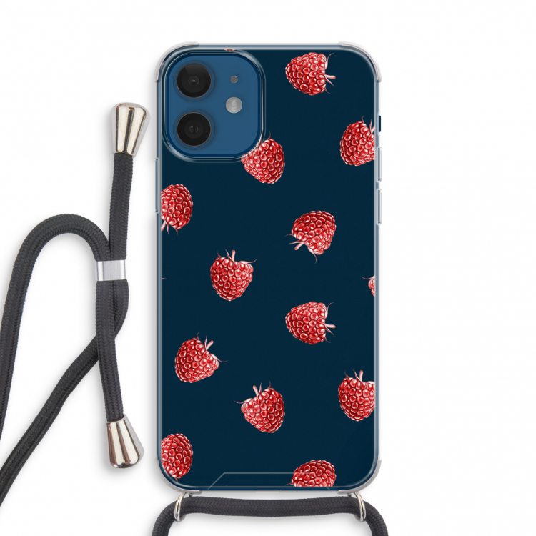 Framboosjes: iPhone 12 mini Transparant Hoesje met koord