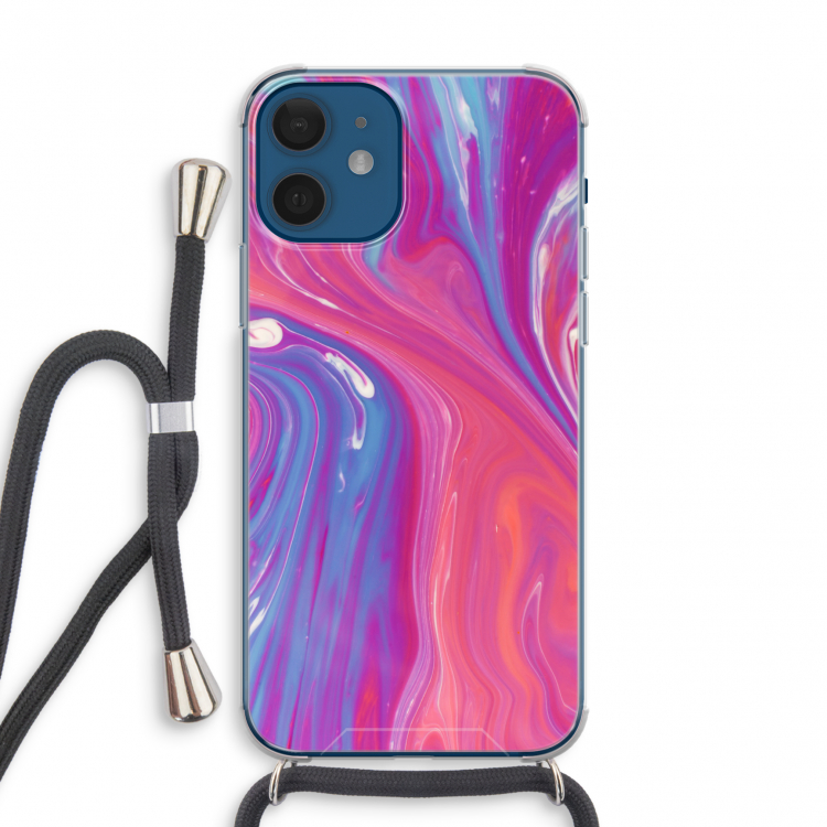 Paarse stroom: iPhone 12 mini Transparant Hoesje met koord