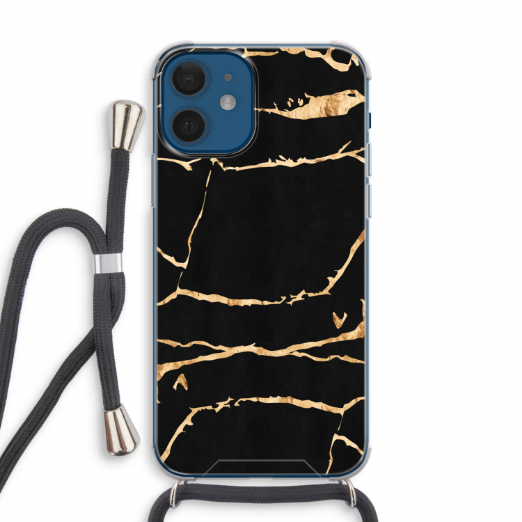 Gouden marmer: iPhone 12 mini Transparant Hoesje met koord