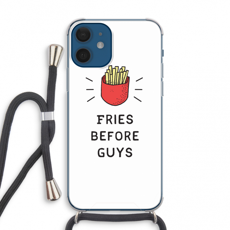 Fries before guys: iPhone 12 mini Transparant Hoesje met koord