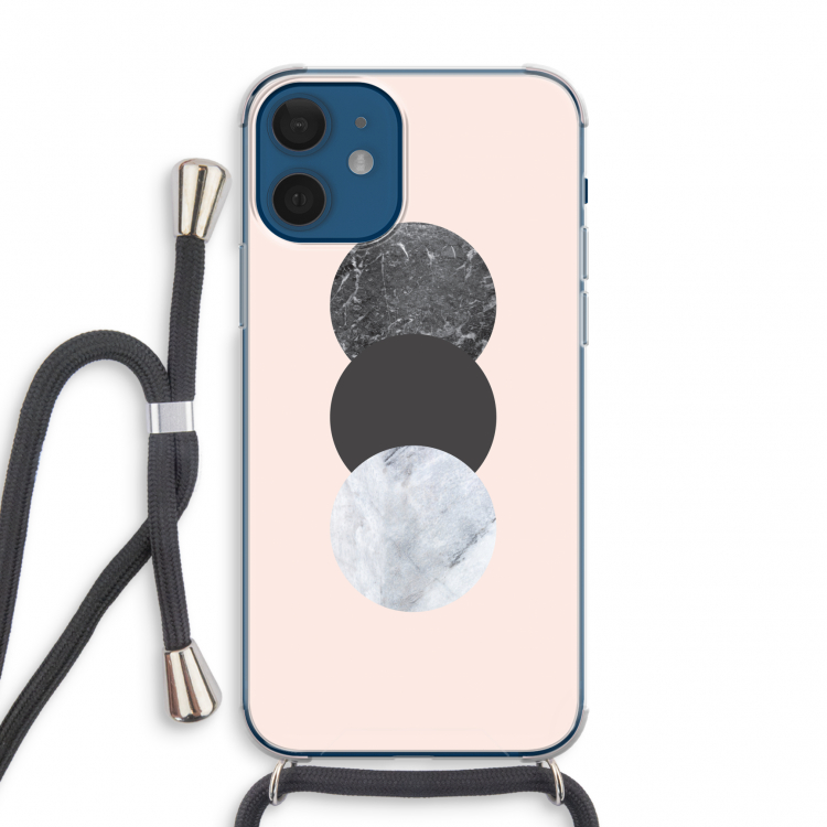 Marmeren cirkels: iPhone 12 mini Transparant Hoesje met koord
