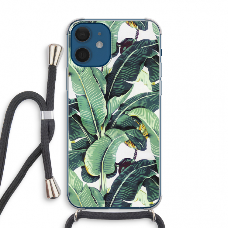 Bananenbladeren: iPhone 12 mini Transparant Hoesje met koord