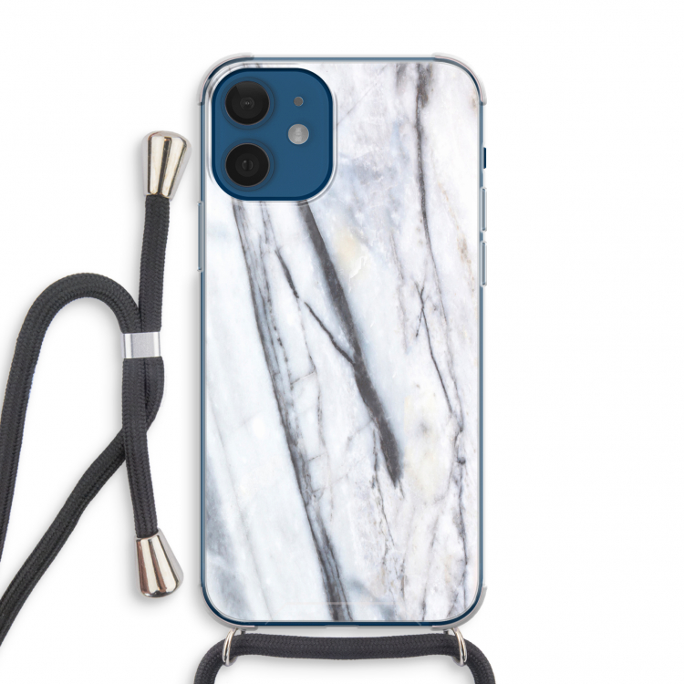 Gestreepte marmer: iPhone 12 mini Transparant Hoesje met koord