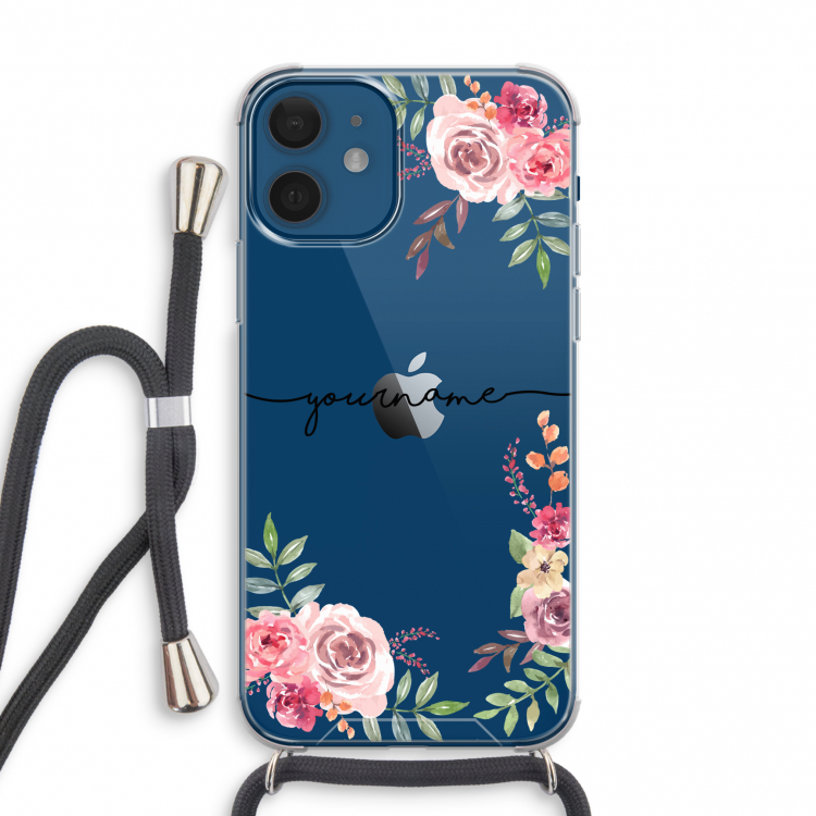 Rozen: iPhone 12 mini Transparant Hoesje met koord