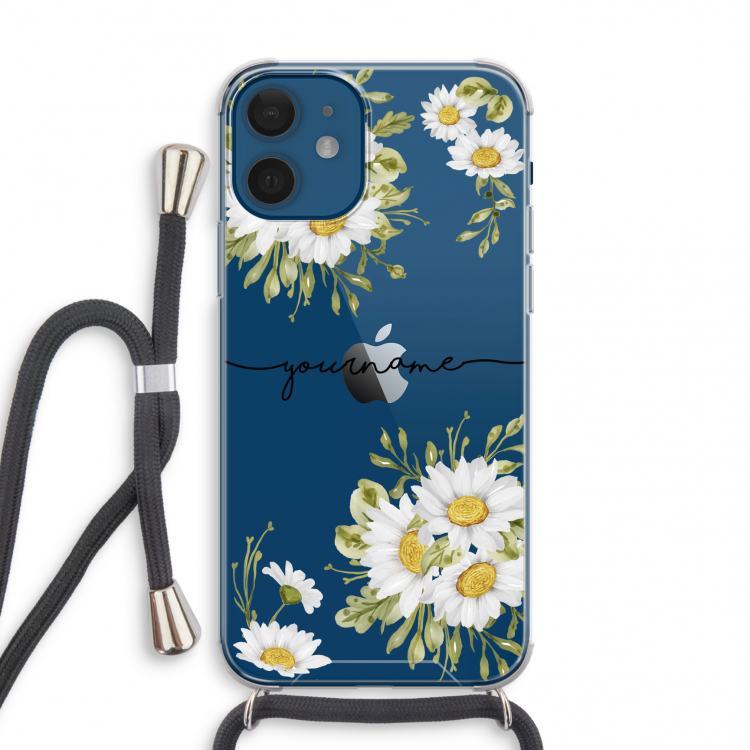 Daisies: iPhone 12 mini Transparant Hoesje met koord