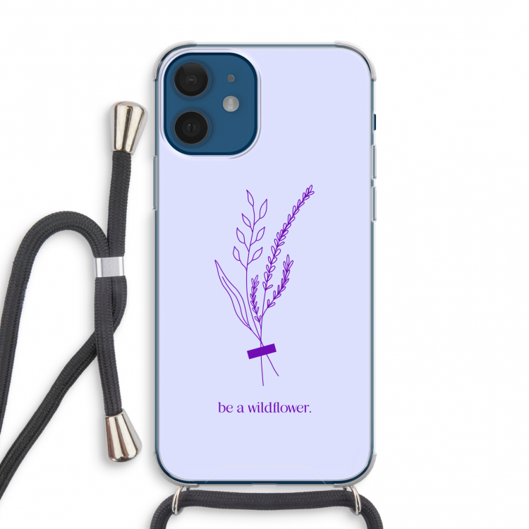 Be a wildflower: iPhone 12 mini Transparant Hoesje met koord