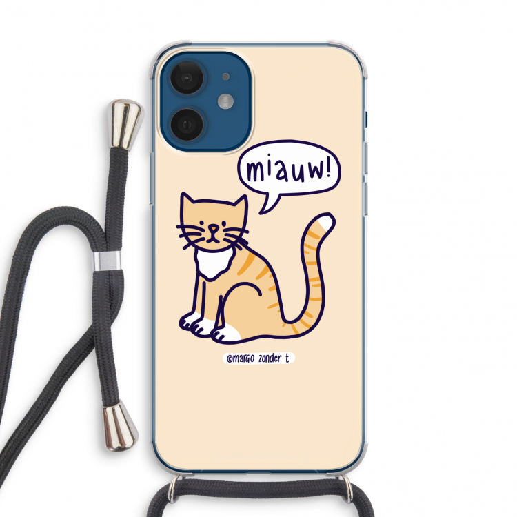 Miauw: iPhone 12 mini Transparant Hoesje met koord