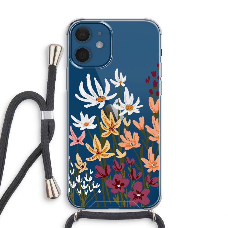 Painted wildflowers: iPhone 12 mini Transparant Hoesje met koord