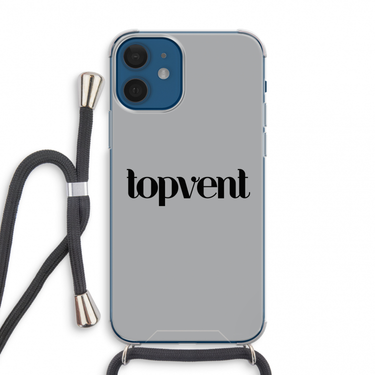 Topvent Grijs Zwart: iPhone 12 mini Transparant Hoesje met koord