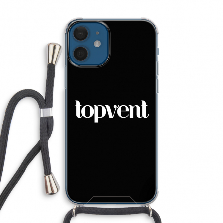Topvent Zwart: iPhone 12 mini Transparant Hoesje met koord