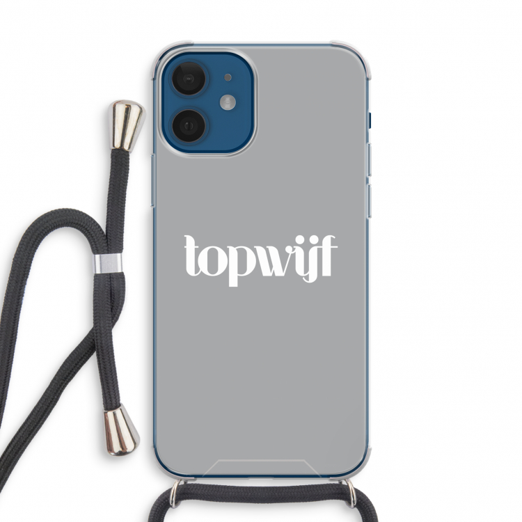 Topwijf Grijs Wit: iPhone 12 mini Transparant Hoesje met koord