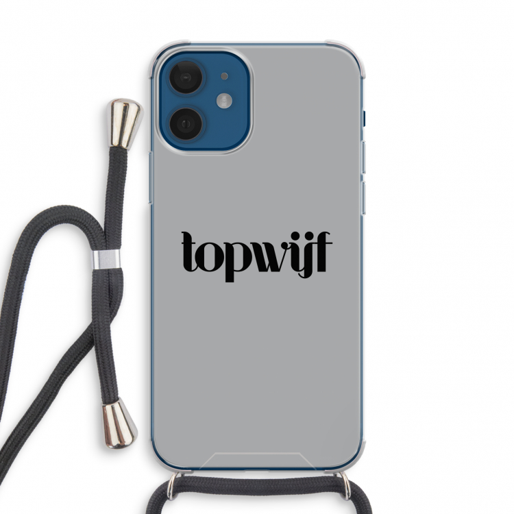 Topwijf Grijs Zwart: iPhone 12 mini Transparant Hoesje met koord