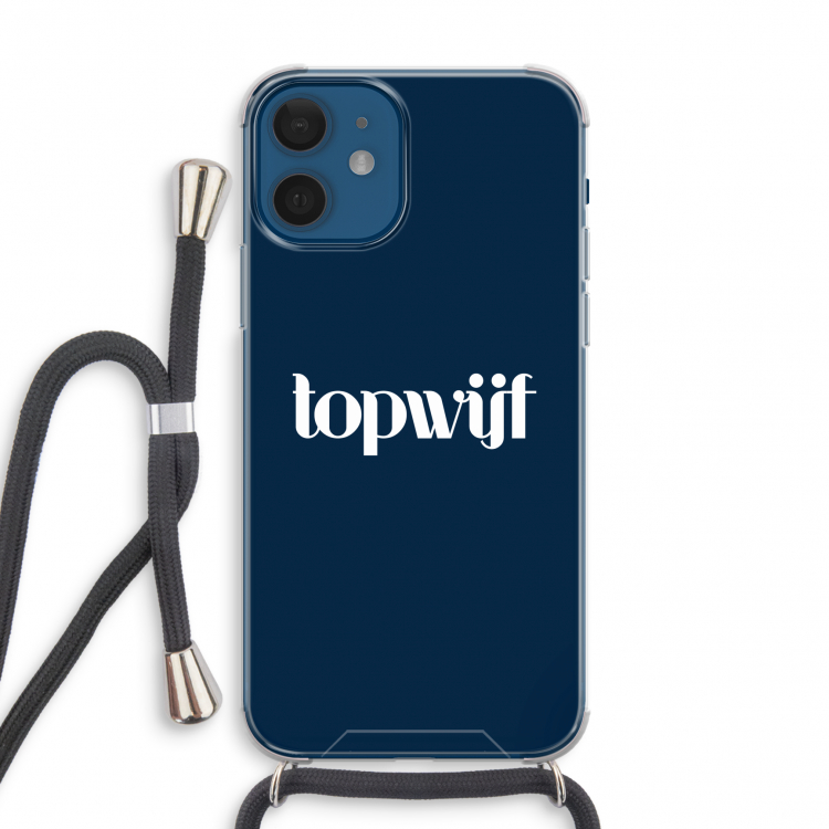 Topwijf Navy: iPhone 12 mini Transparant Hoesje met koord