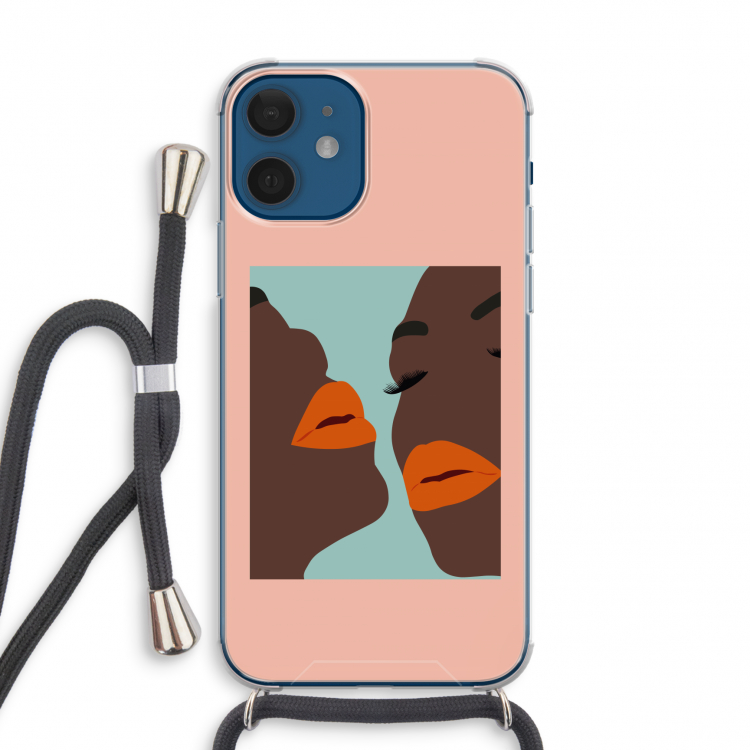 Orange lips: iPhone 12 mini Transparant Hoesje met koord