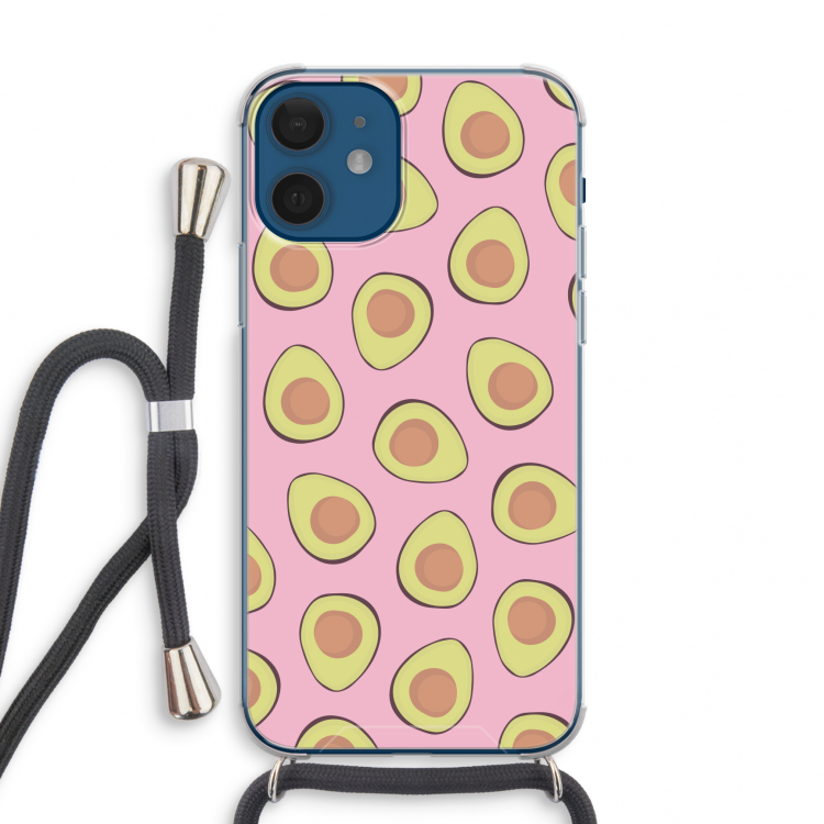 Dancing avocados: iPhone 12 mini Transparant Hoesje met koord