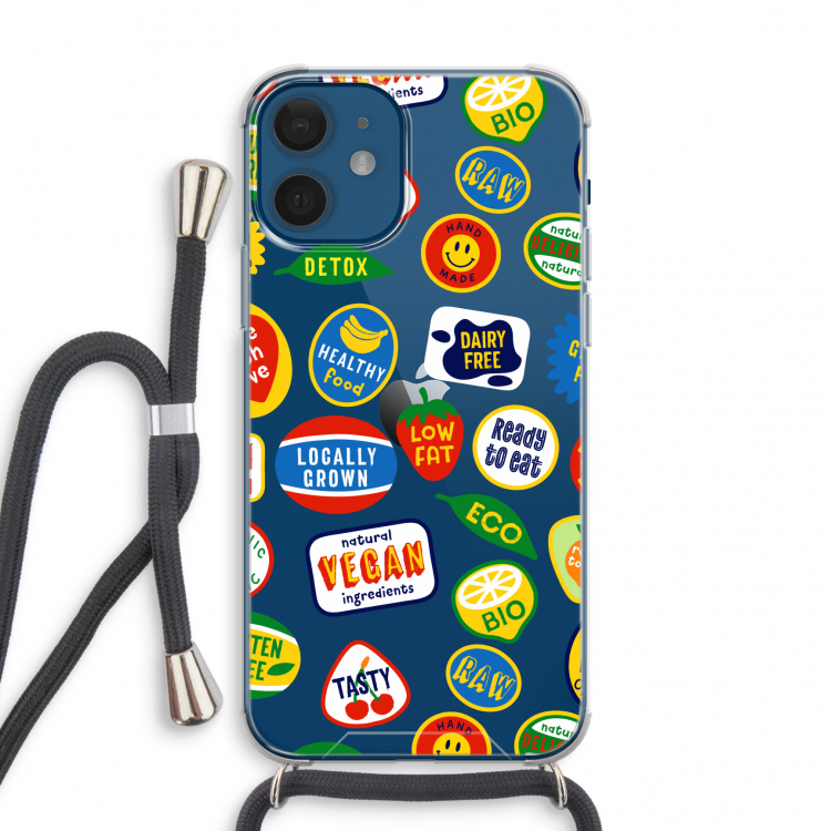 Fruitsticker: iPhone 12 mini Transparant Hoesje met koord